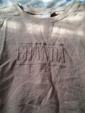GHANDA Embroidered Logo Sweatshirt in Beige
